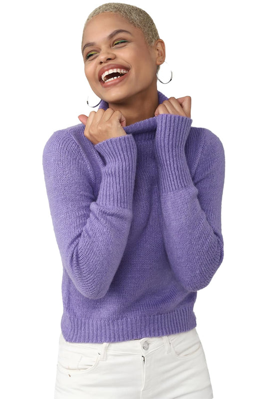 FOREVER 21 Women's Acrylic Turtle Neck Sweater (598146_Purple