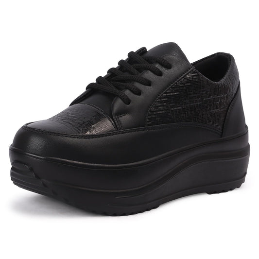 Vendoz Women Sneaker | Cushioned Insole for Comfort | Stylish Glittery Embellished Sneakers | Lightweight & Perfect for Casual Party Wedding Outfit for Girls Black