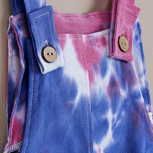 Hopscotch Girls Short Sleeves Multi Tie & Dye Print Overall Set For Ages (10-12 Years)