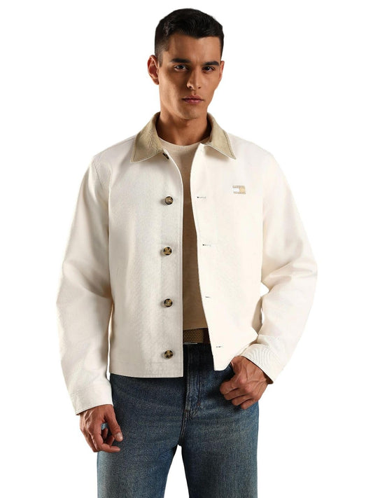 Solid Relaxed Fit Cotton Jacket