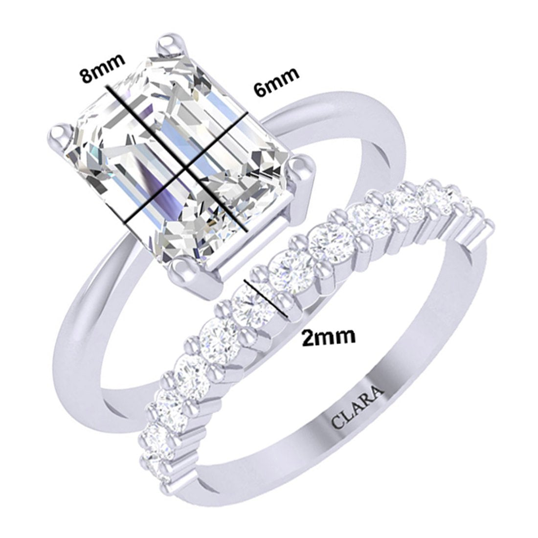 Clara 0.925 Solitaire Collection Sterling Silver and Cubic Zirconia Band Ring for Women (Silver)