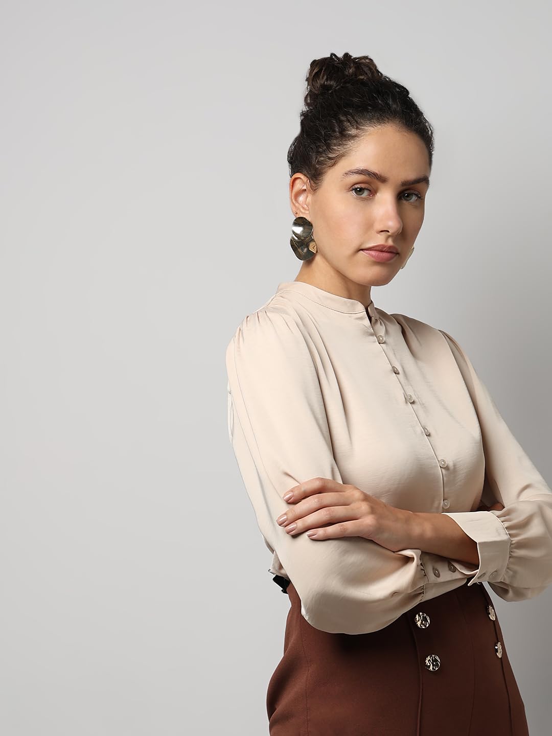 VERO MODA Women Regular Fit Beige Top
