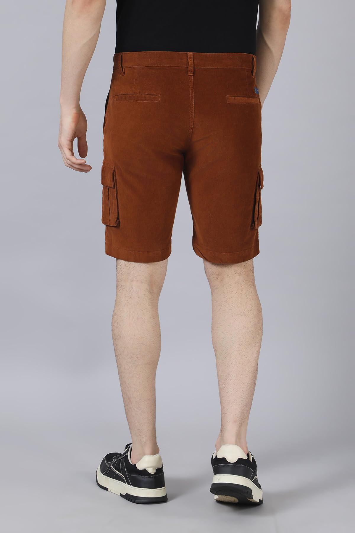 BELANO Men's Rust Colour Corduroy Regular Fit Cargo Shorts (in, Numeric, 32, Regular, Rust)