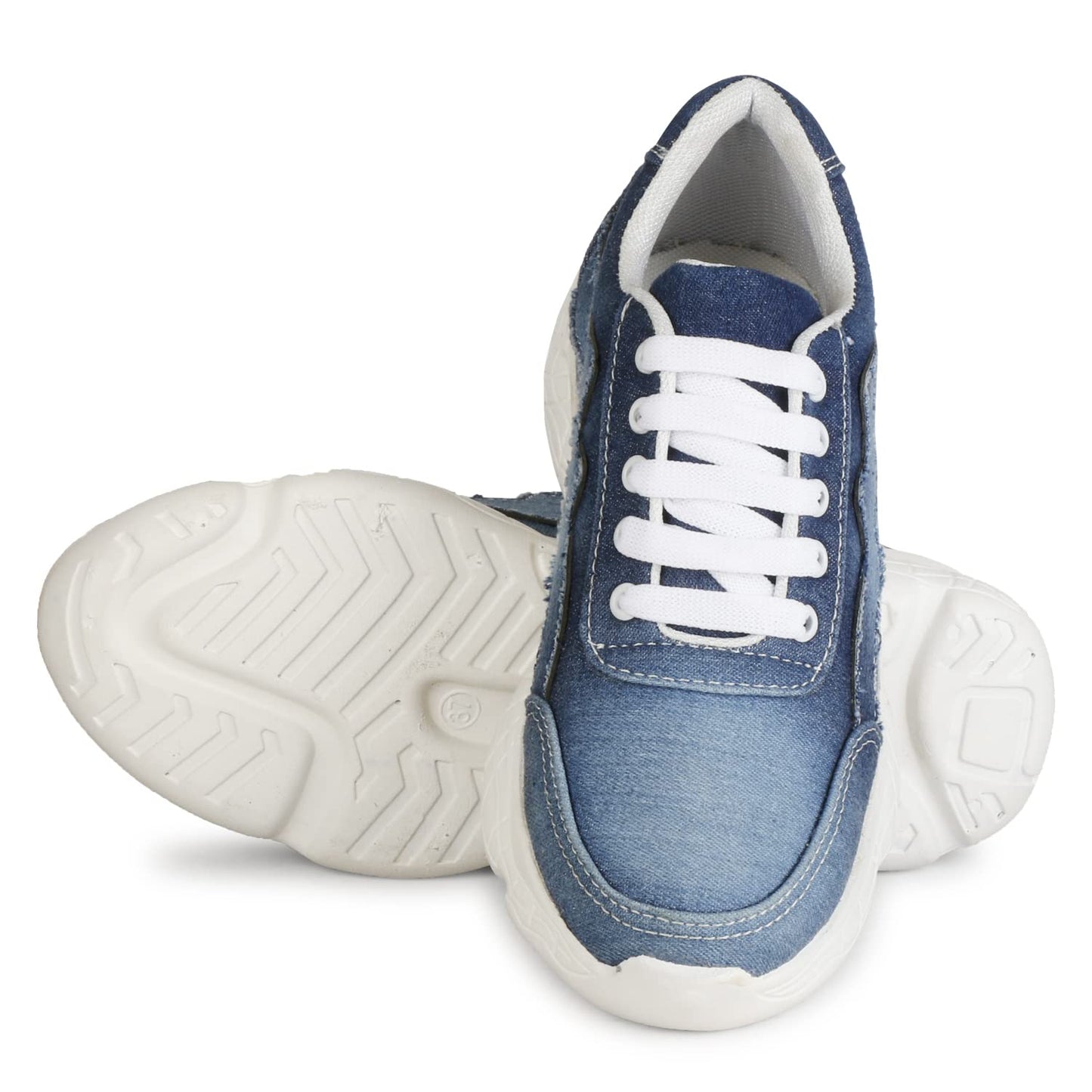 KRAFTER Girls Casual Chunky Walking Shoes for Women Dark-Blue-Dark-Blue-9021-36