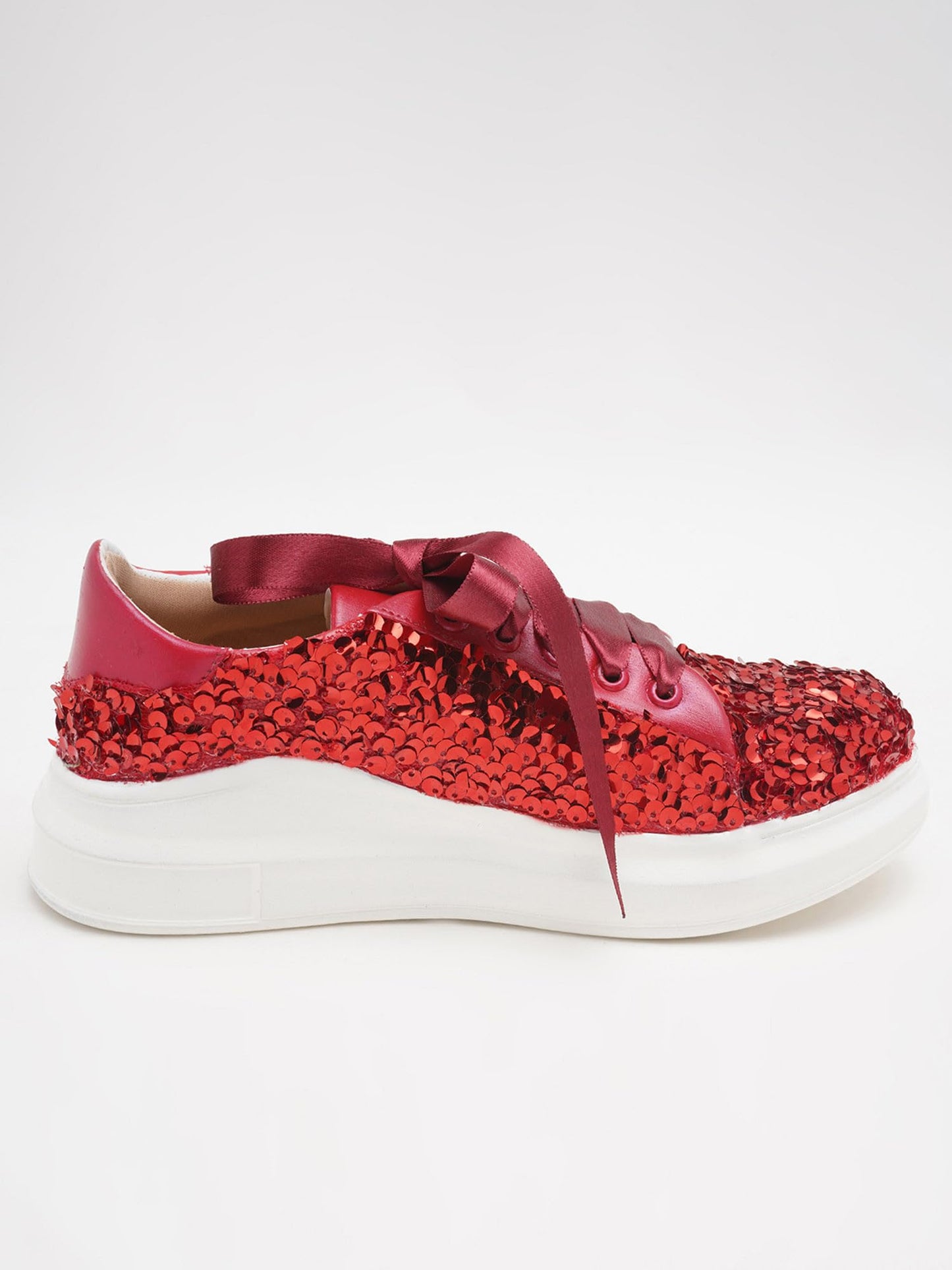 THE QUIRKY NAARI Ruby Crush Sequin Sneakers in Blazing Red | Red