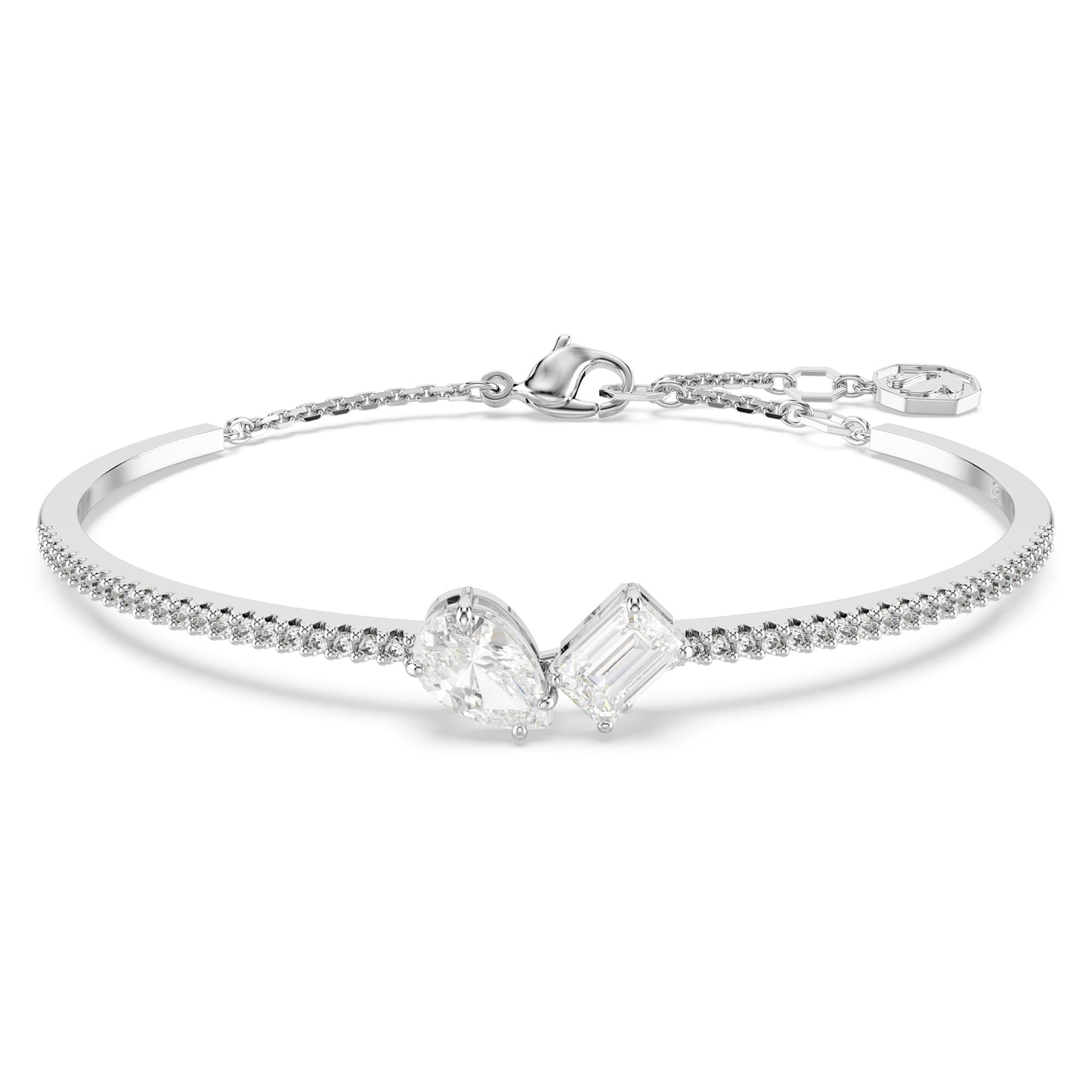 Swarovski Mesmera bangle, Mixed cuts, White, Rhodium plated