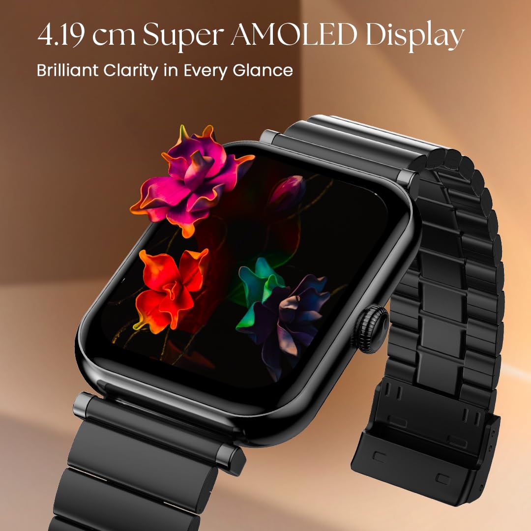 Fastrack Noir Charm Women Smart Watch 1.65" inch AMOLED Display,Sleek Design,AI Watchface & AI Chat,Functional Crown,24/7 Health Suite,BT Calling,SpO2,HRM,IP68, Multiple Menu Styles,Games - Black