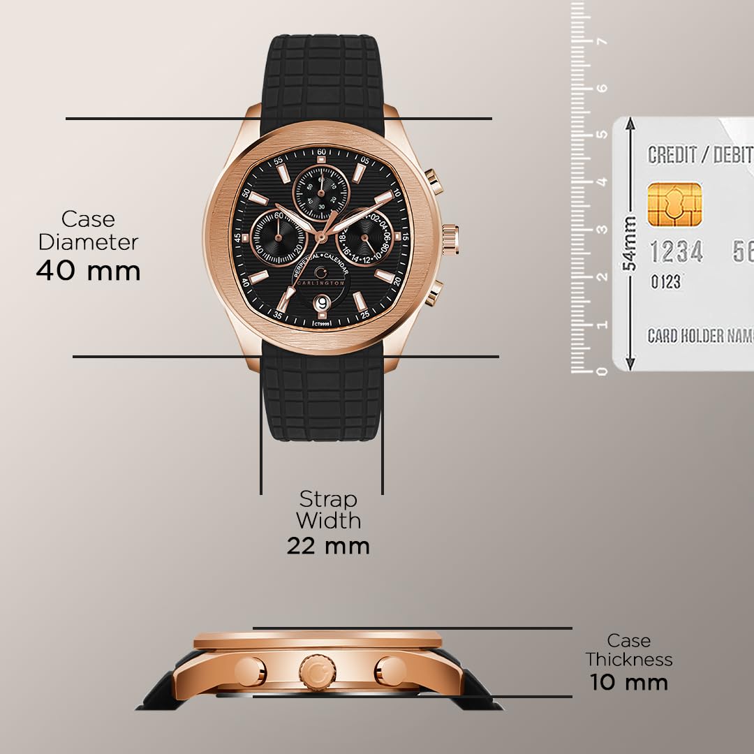 Carlington Legacy Series Analog Wrist Watches with Chronograph & Silicone Strap for Men - CT 9999