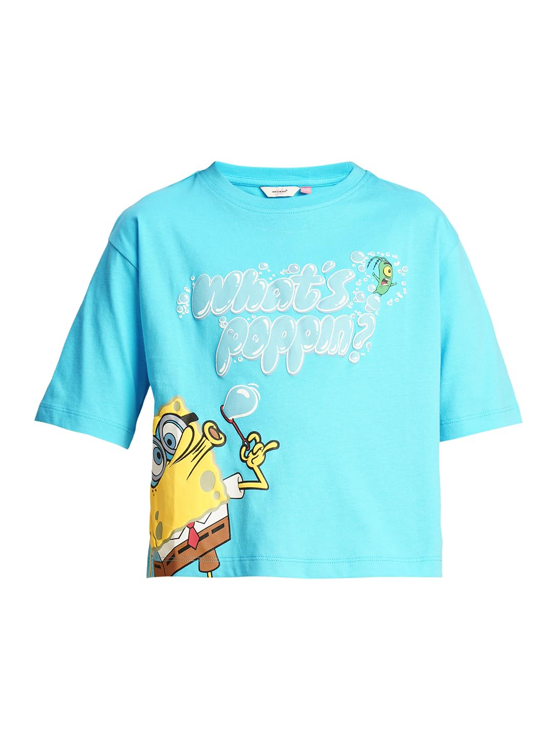 VERO MODA Girls Regular Fit Blue T-Shirt