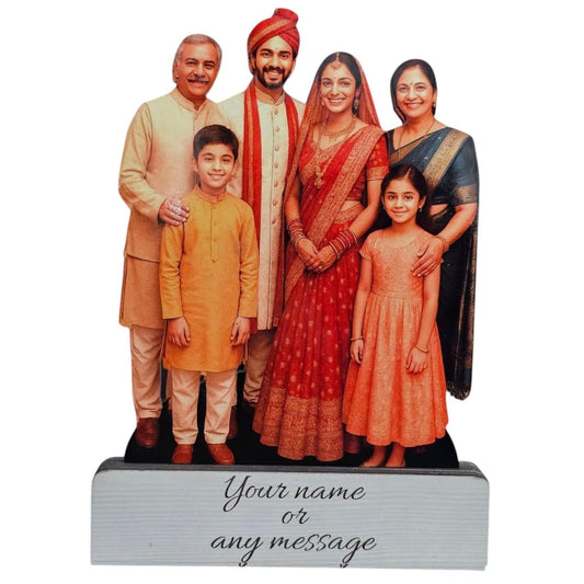 LACUM Personalized Wooden Cutout Photo Frame – Customized Picture Display with Name or Message on Heavy Base – Unique Gift for Special Occasions (Family)