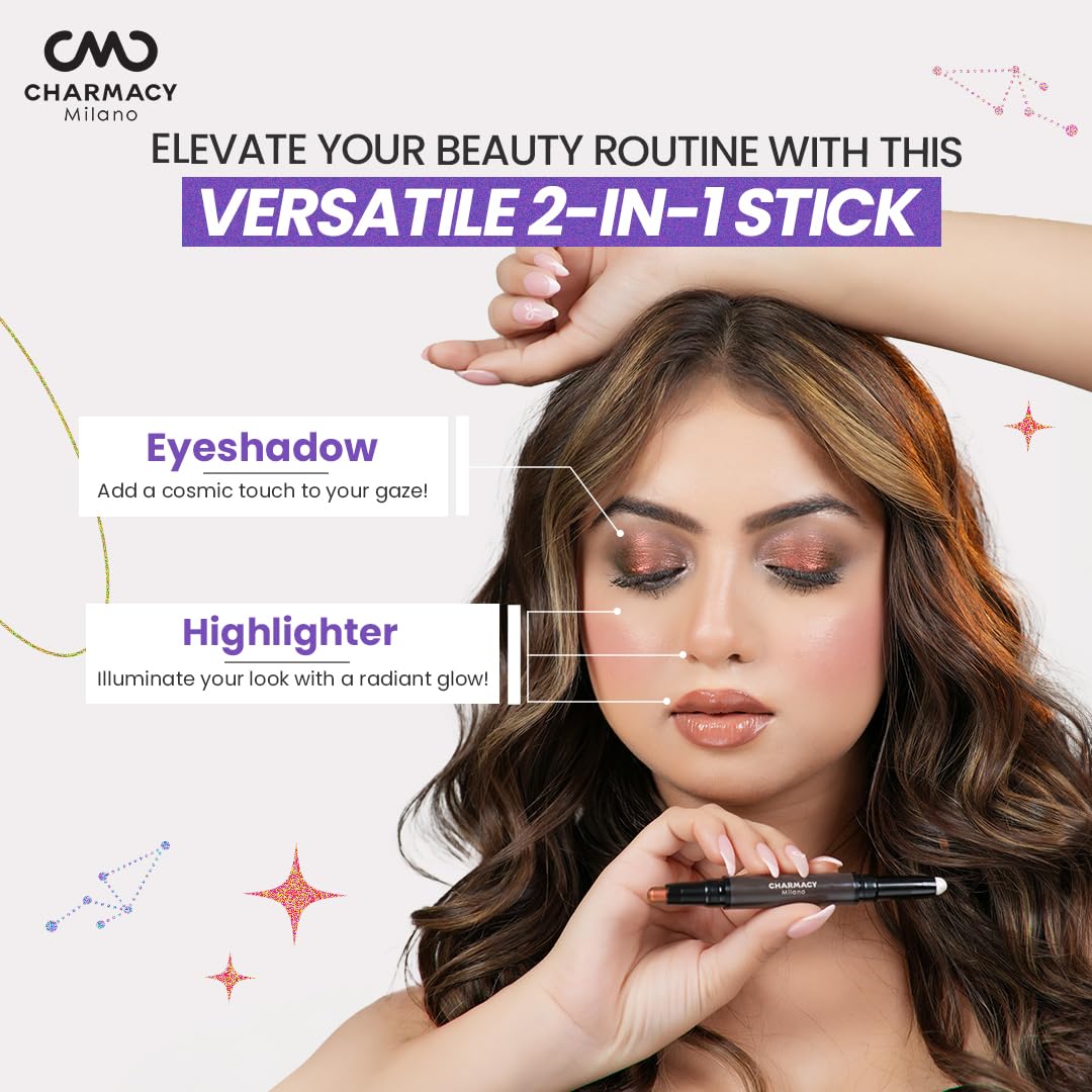 Charmacy Milano Zodiac Eyeshadow Stick - #906 Gemini, Dual-Ended, Highly Pigmented & Duochrome Eyeshadow, Enriched with Cacao Seed Butter, 1.8 Gms