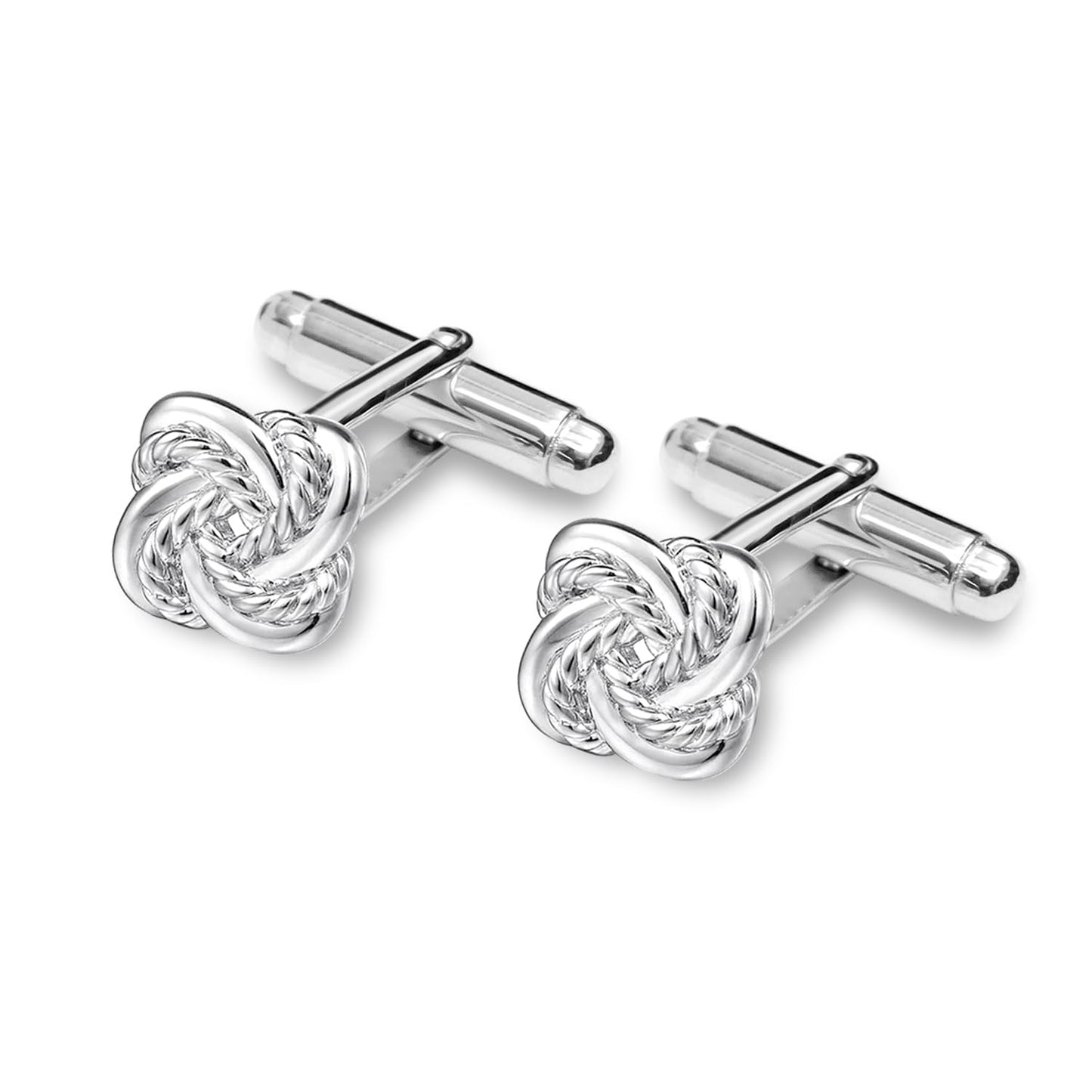TRUESILVER ACPL Men's Silver Knot Cufflinks | BIS Hallmarked 925 Sterling Silver Double Love Knot Cufflinks | Knotted Silver Cuff-Links Wedding Gift for Men