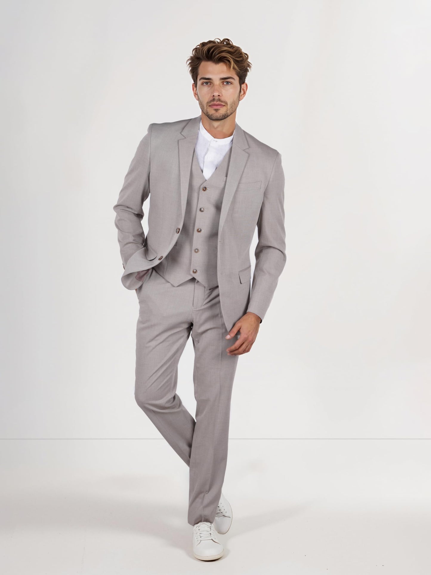 Celio Men Beige Solid Regular Fit Viscose Rayon Formal Blazer (3596656264394, Beige, 40)