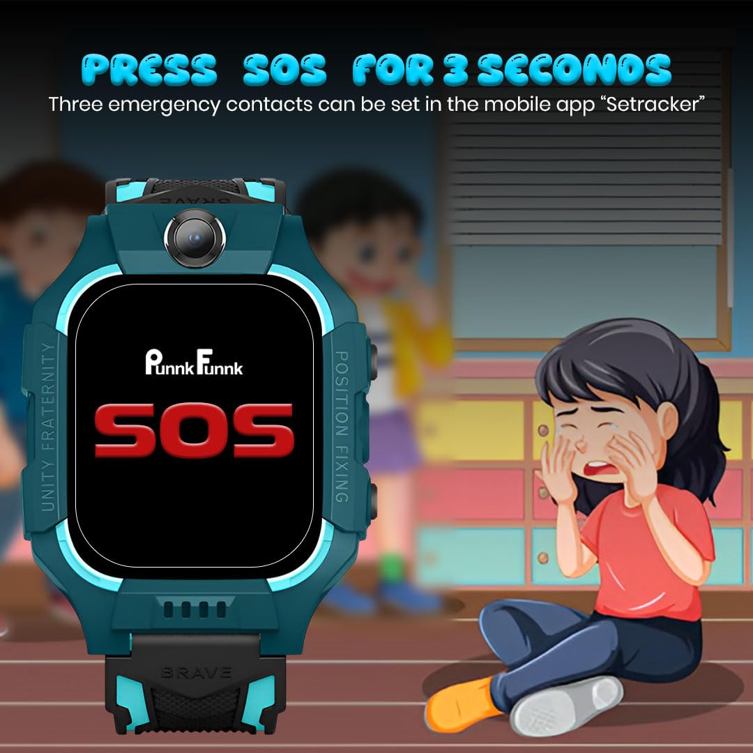 PunnkFunnk Q18 Kids Smart Watch, 2G/3G Connectivity, Two-Way Calling, Voice Calling, GPS Tracker, SOS Function, Camera & Water Rasistence, Smartwatch for Kids - Boys & Girls - (Green)