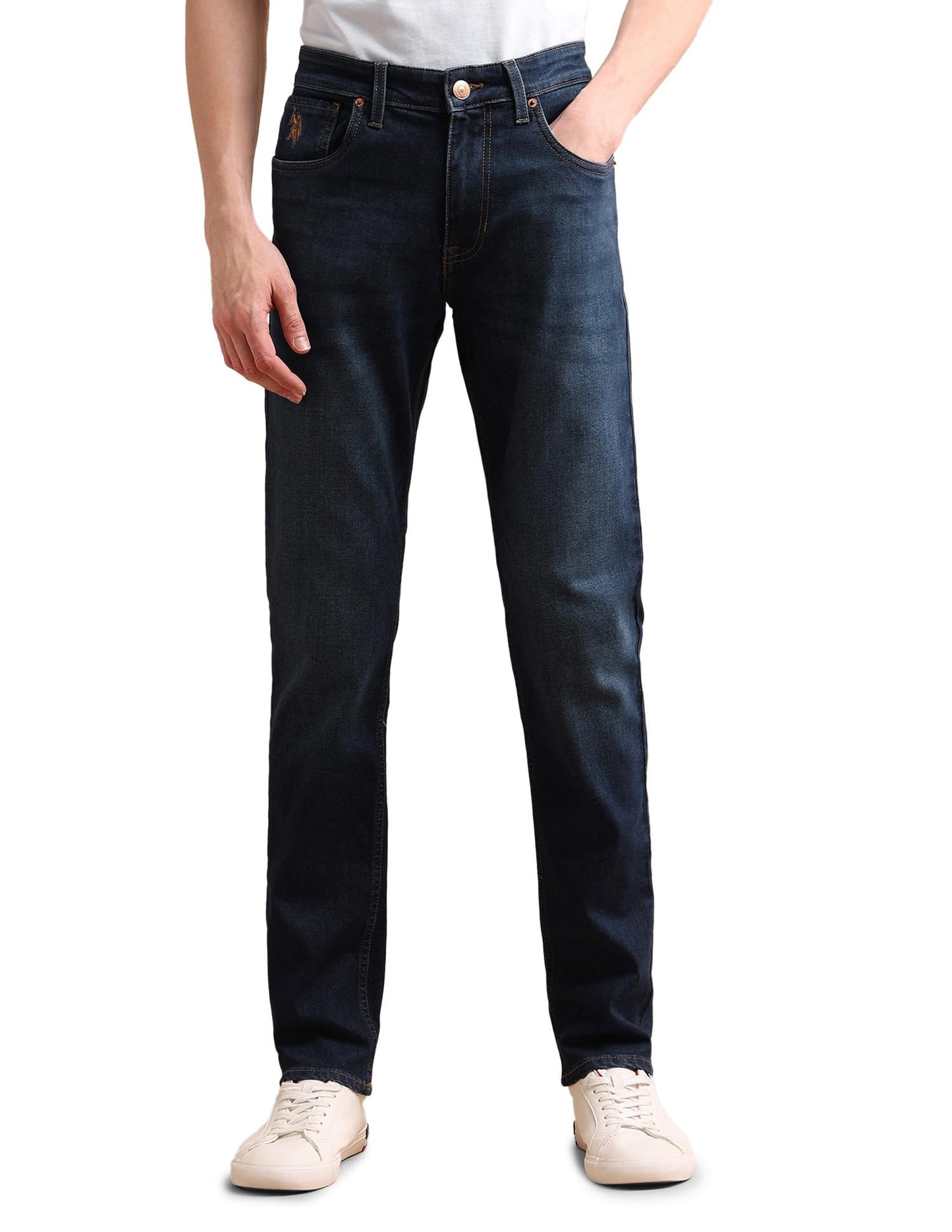 U.S. POLO ASSN. Men's Slim Tapered fit Cotton Jeans (UDJENO1283_Blue_36)