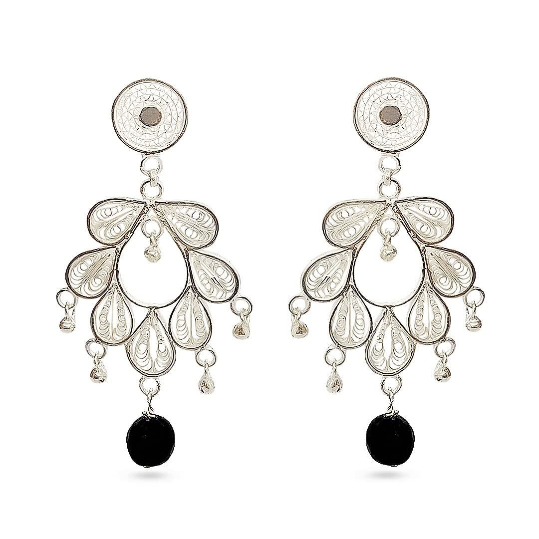 Arteastic Silver Filigree Jewellery Dangle & Drop Earrings For Women (SJ-961)