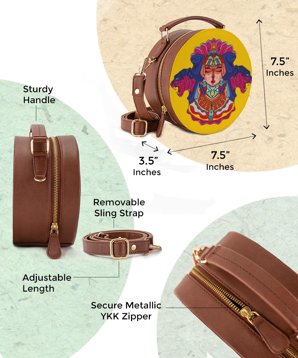 Kalankit Sling Bag For Girls Crossbody Bags For Women Birthday Gift For Women Side Bags For Women Round Sling Bag With Adjustable Strap, Travel Box