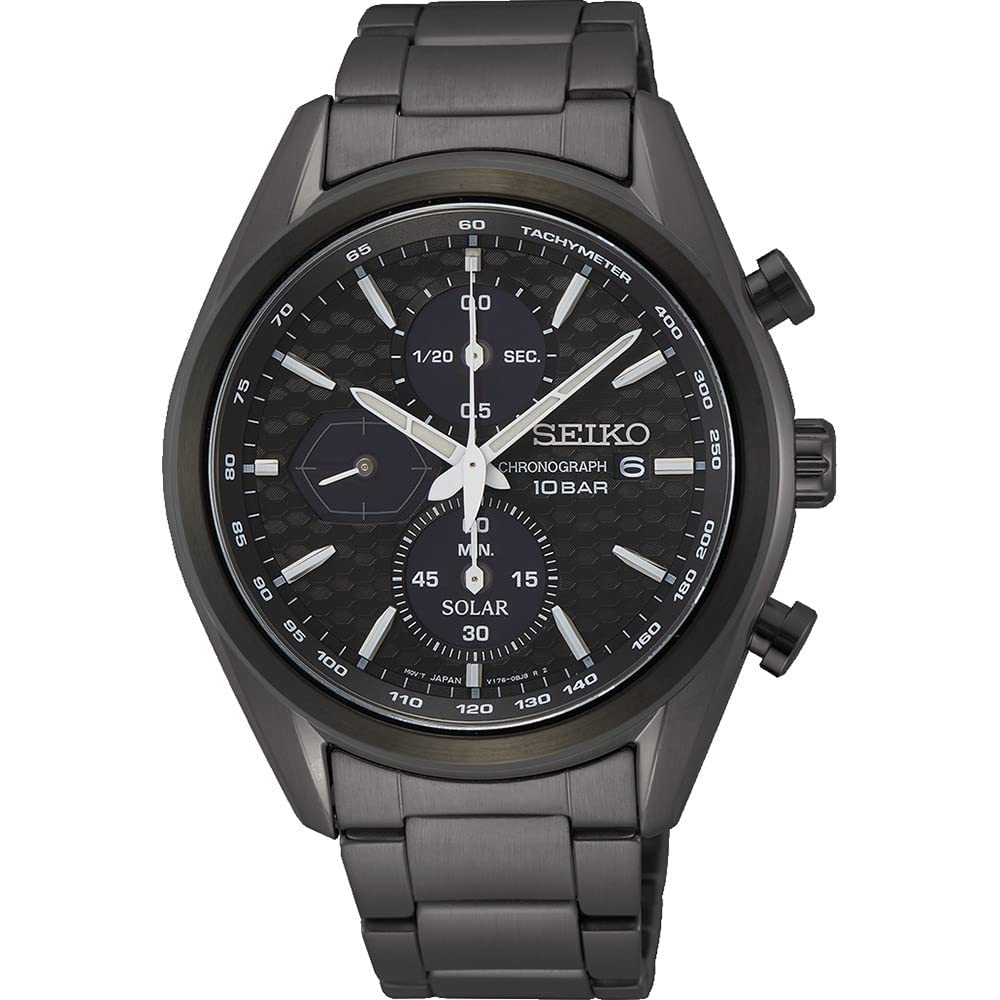 SEIKO Stainless Steel Mens Analogue (Model: Ssc773P1), Black Dial Watch,, Band Color-Black