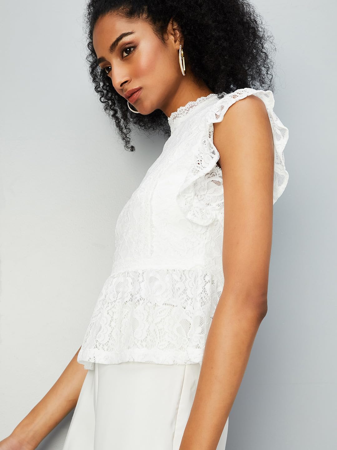 Max Women Lace Peplum Top (RIF16IVORY)_XXL