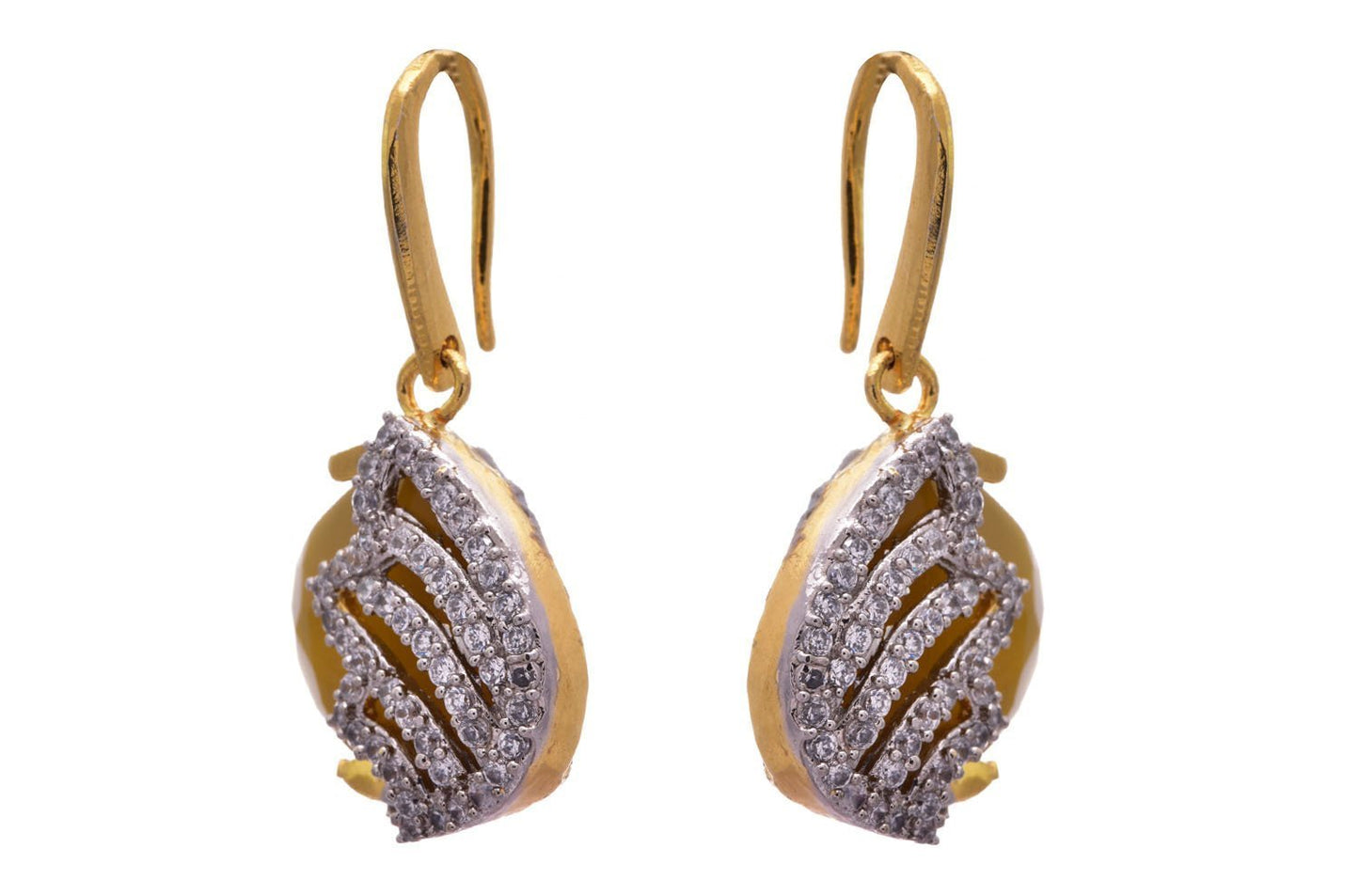 JFL- Fusion Ethnic One Gram Gold Plated Cz American Diamond Designer Earrings for Women and Girls.
