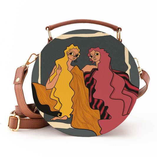 Kalankit Round Sling For Women | Girls Crossbody Bags | Side Bags With Adjustable Strap | Travel Box Sling Bags | Twins