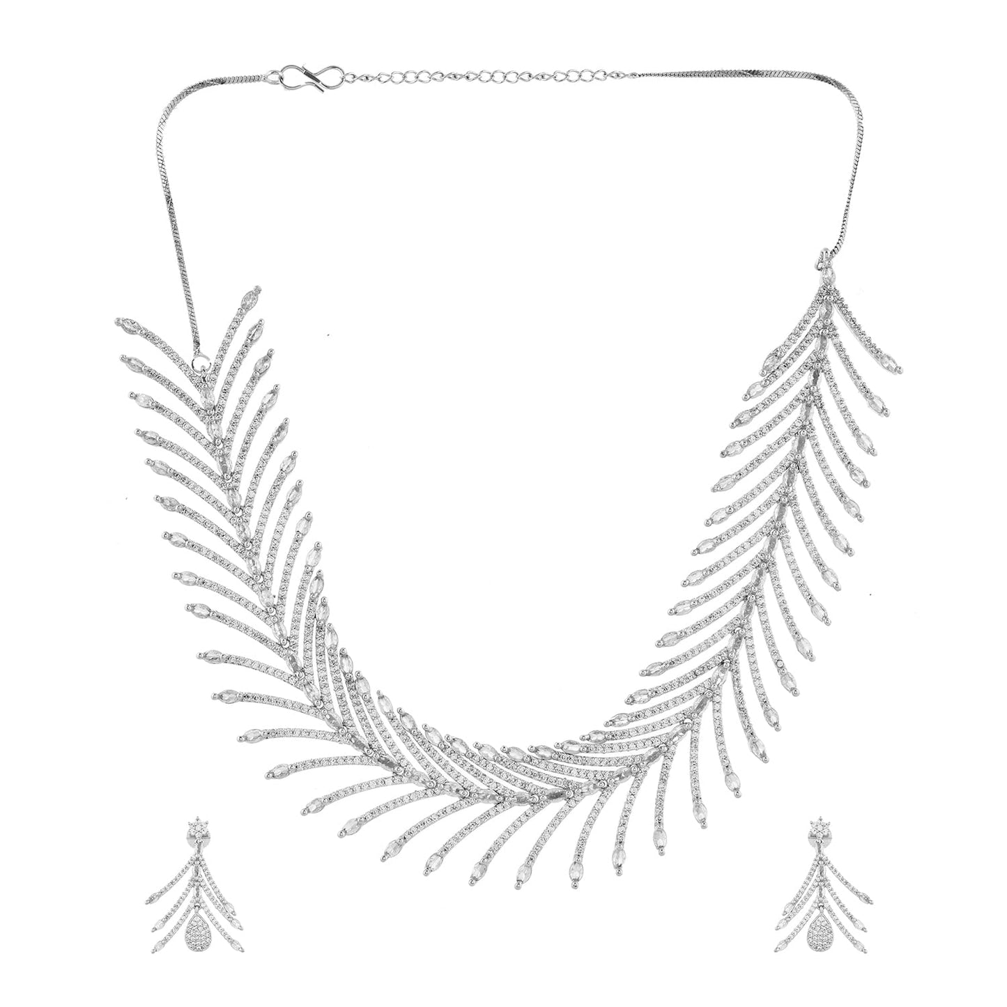 VOYLLA Luxurious Crystal American Diamond Necklace Set|Necklace Set For Women|Women Necklace Set |Gold Necklace Set For Women|American Diamond|Festival|Diwali|Party|Wedding|Gift For Women|