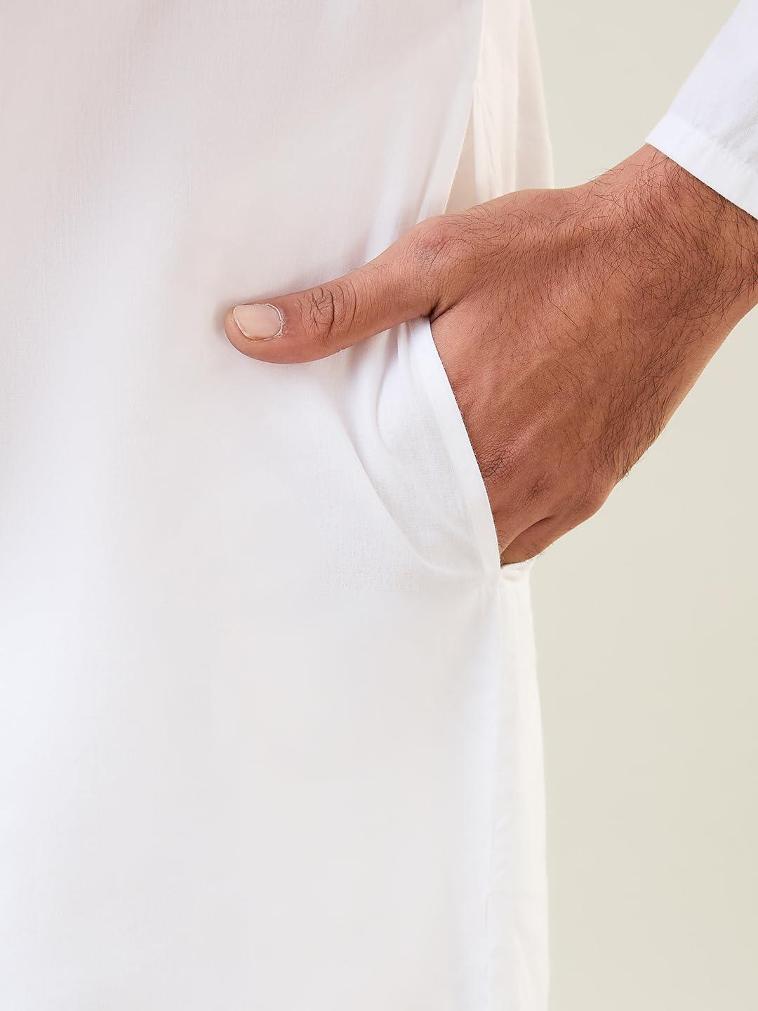 Raymond SleepZ Men Comfort Fit Solid Pattern Pure Cotton Mandrin Collar Kurta White