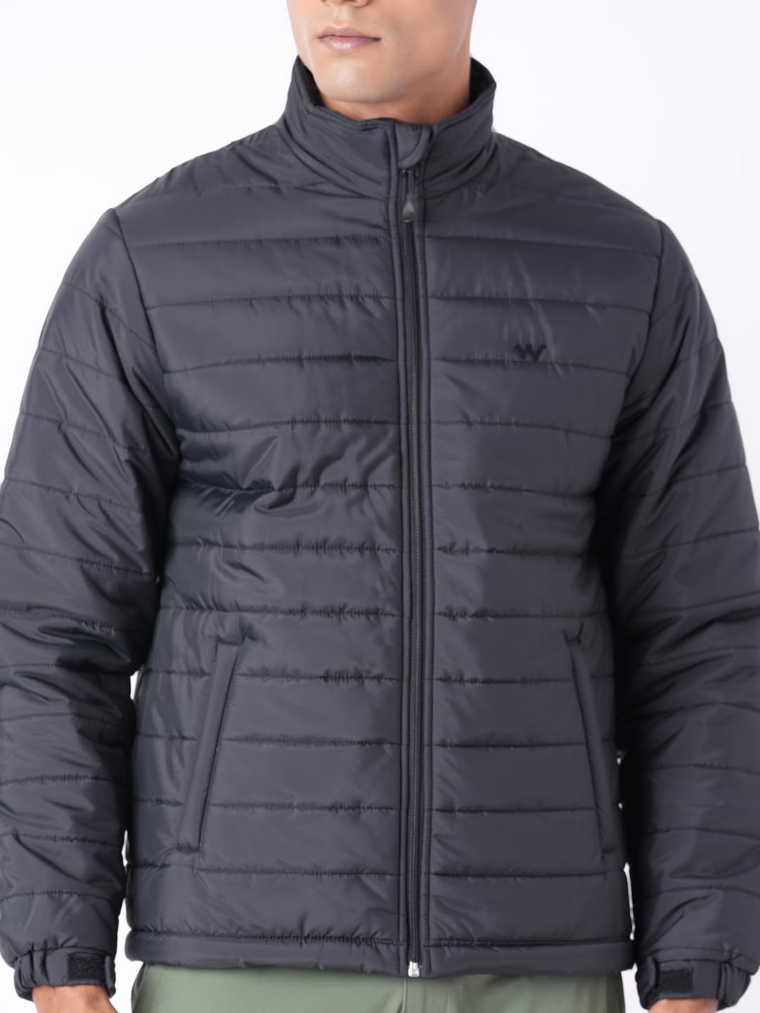 Wildcraft Men Alpine Solid Nylon Blend Collored Casual Quilted Husky Jacket, Full Sleeve - Regular fit, Black, XXL