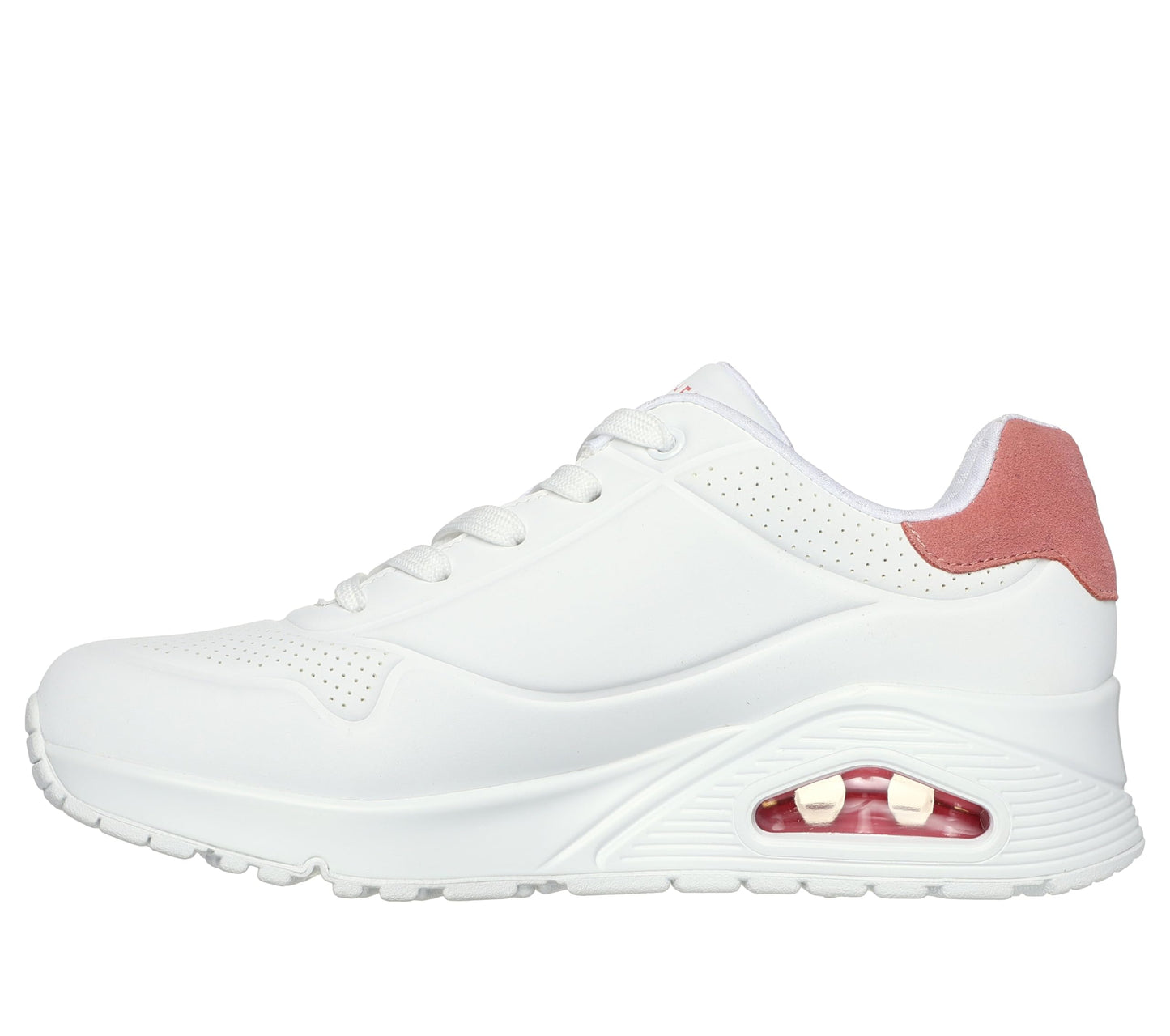 Skechers Womens UNO - POP Back White Hot Coral Casual Sneakers