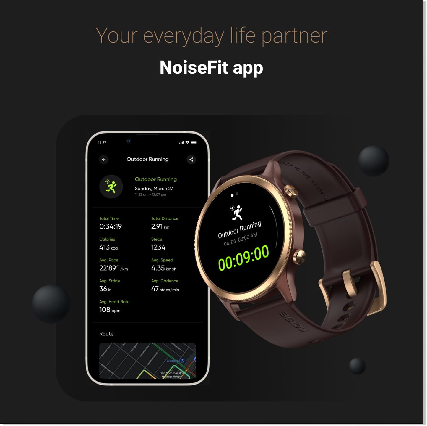 Noise Evolve 3 1.43" AMOLED Always on Display, BT Calling, Round Dial, Metallic Design Smart Watch for Man & Woman, Smart Gesture Control, 100 Sports Modes (Vinatge Brown)