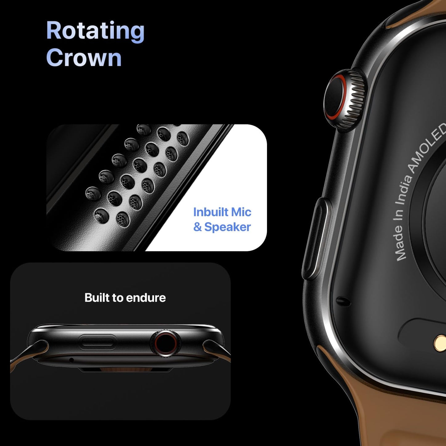 Fire-Boltt Brillia Pro Smart Watch with 51.3mm (2.02 inch) AMOLED Display, Bluetooth Calling, SpO2, Heart Rate Monitoring, 120+ Sports Modes, IP67 Waterproof, Long Battery Life (Black Mag)