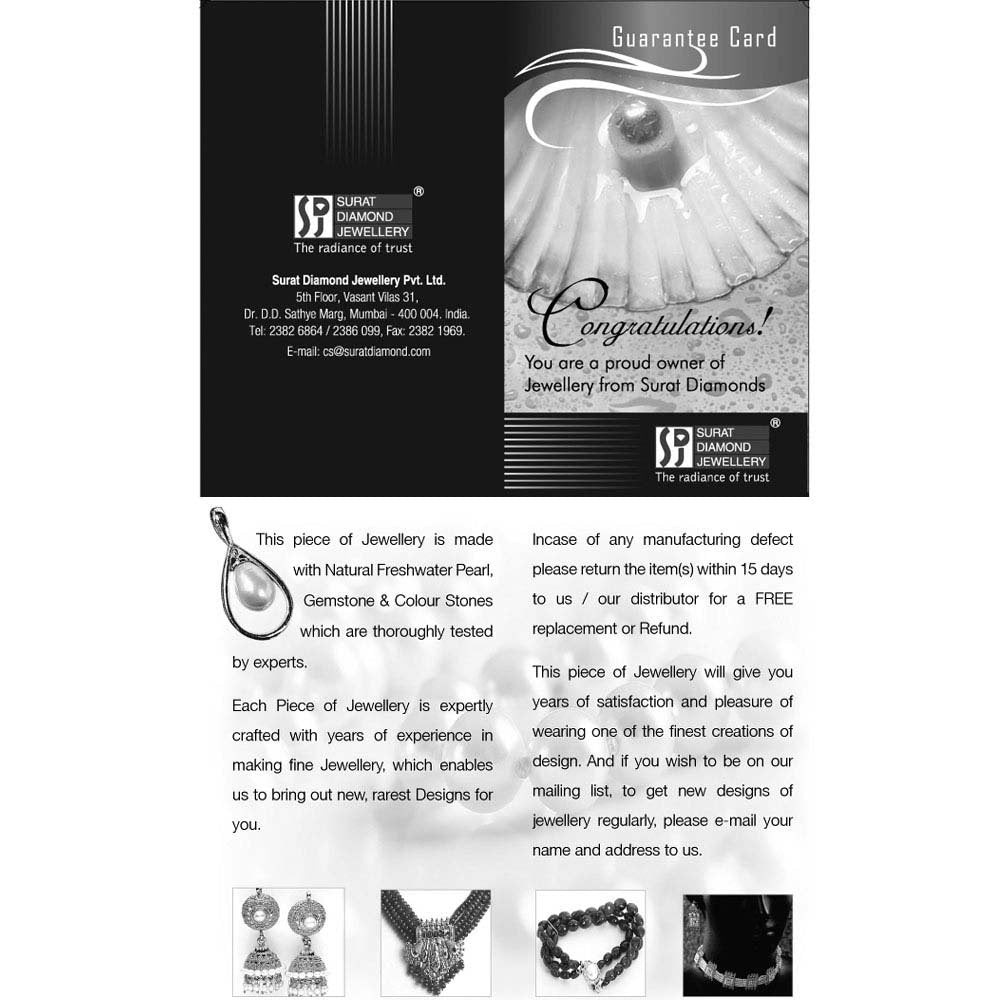 Surat Diamonds Real Natural Oval Emerald, Rice Pearl & Gold Plated Beads Necklace & Earring Set for Women (SN681)