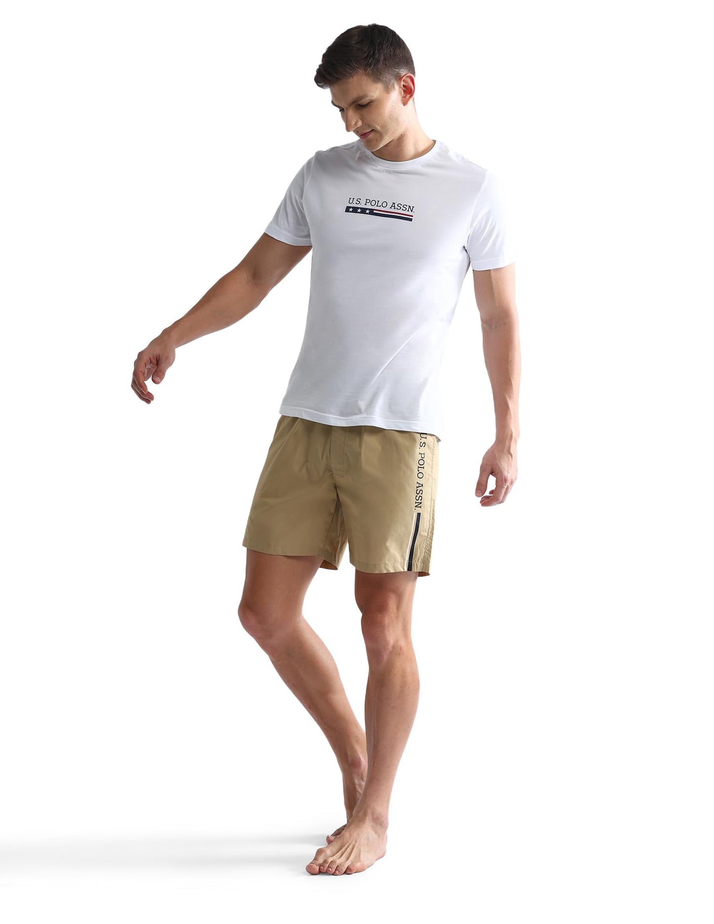 U.S. POLO ASSN. Men's Mid Rise Solid IYAX Shorts - Pack of 1(Beige M)