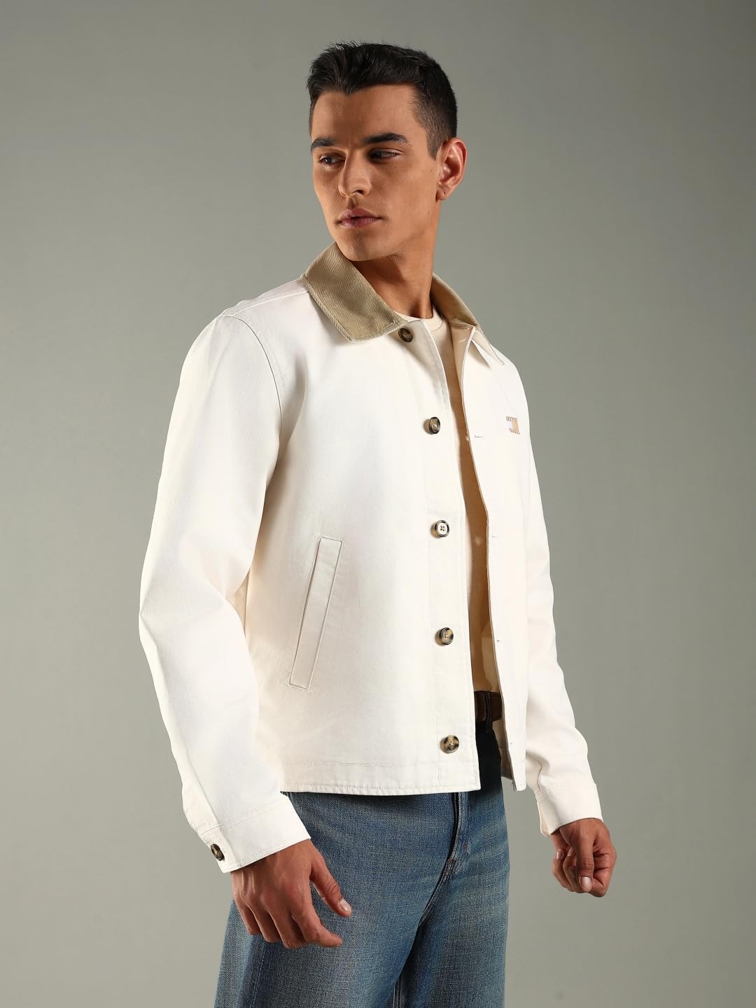 Solid Relaxed Fit Cotton Jacket