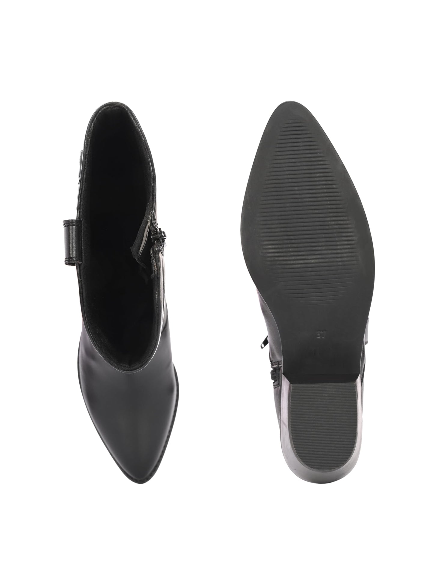 Delize Black Women Knee ankle boots with track outsole 64663-40