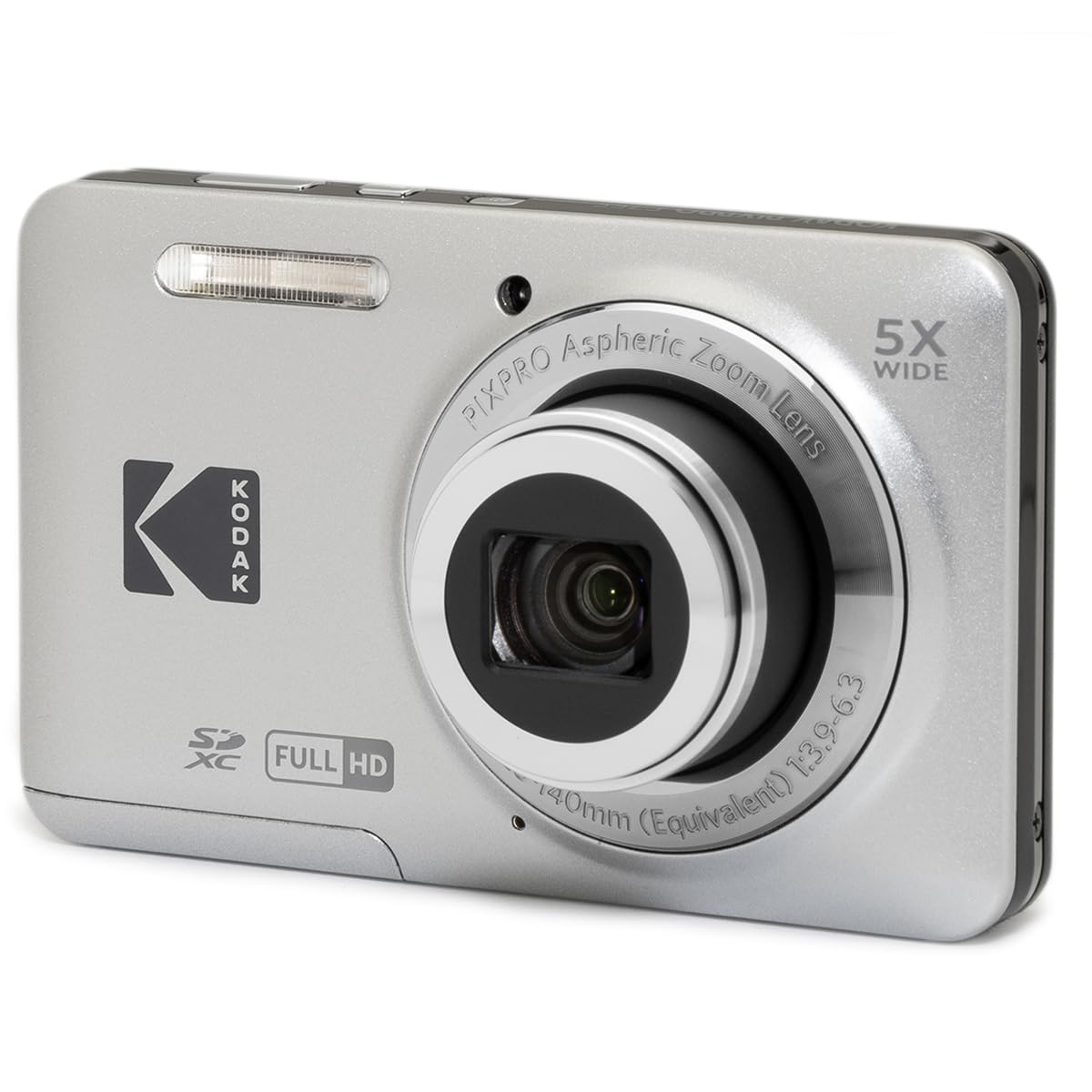 KODAK PIXPRO FZ55-GRY 16MP CMOS Sensor Digital Camera 5X Optical Zoom 28mm Wide Angle 1080P Full HD Video 2.7" LCD Vlogging Camera, Gray