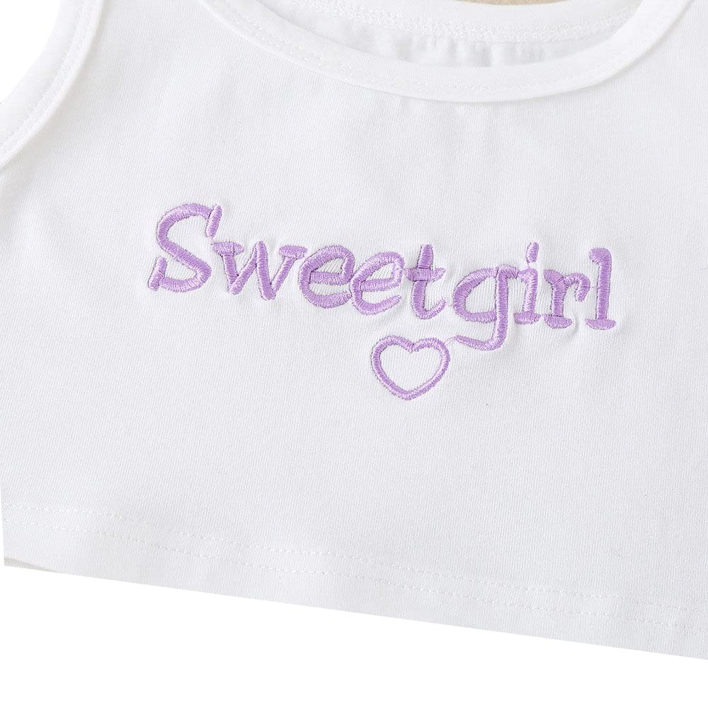 Hopscotch Cotton Girls Text Printed Top Joggers Set In White Color for Ages 6-7 Years