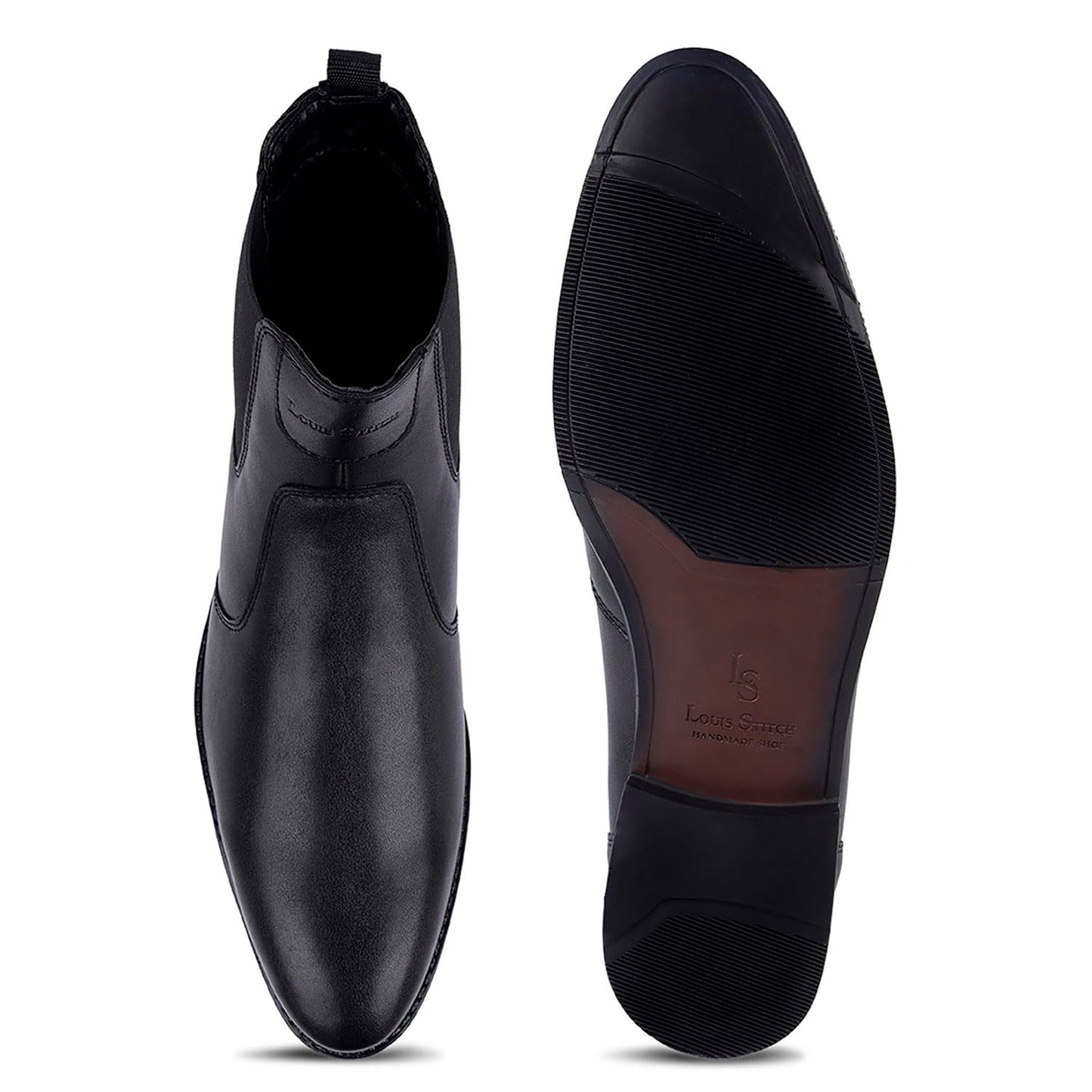 LOUIS STITCH Men's Chelsea Boots | Handcrafted | High Ankle Boot| Comfortable Formal Office & Casual Wear Shoes | Dual Tone Patina Finish | Size-UK010 Obsidian Black (LSRG_CL)