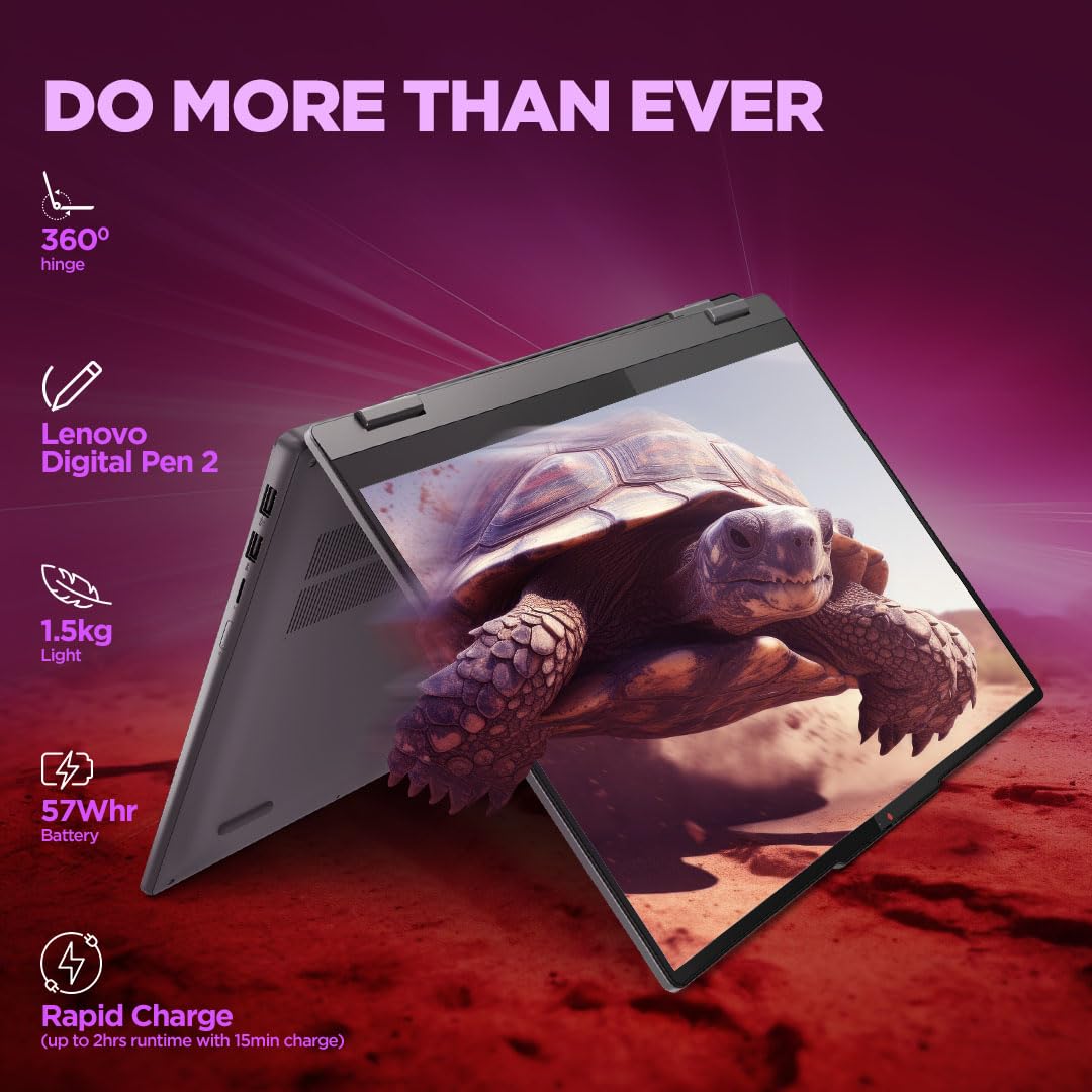 Lenovo Smartchoice Ideapad 5 2-in-1 13th Gen Intel Core i5-13420H (16GB RAM/512GB SSD/Windows 11/Office Home 2024/WUXGA IPS/14 (35.5cm)/Touchscreen 2-in-1/3Mon.Game Pass/Grey/1.6kg), 83KX0059IN Laptop