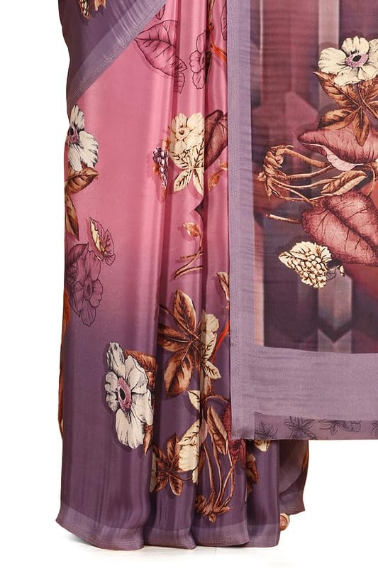 Soch Womens Purple Crepe Floral Print Saree
