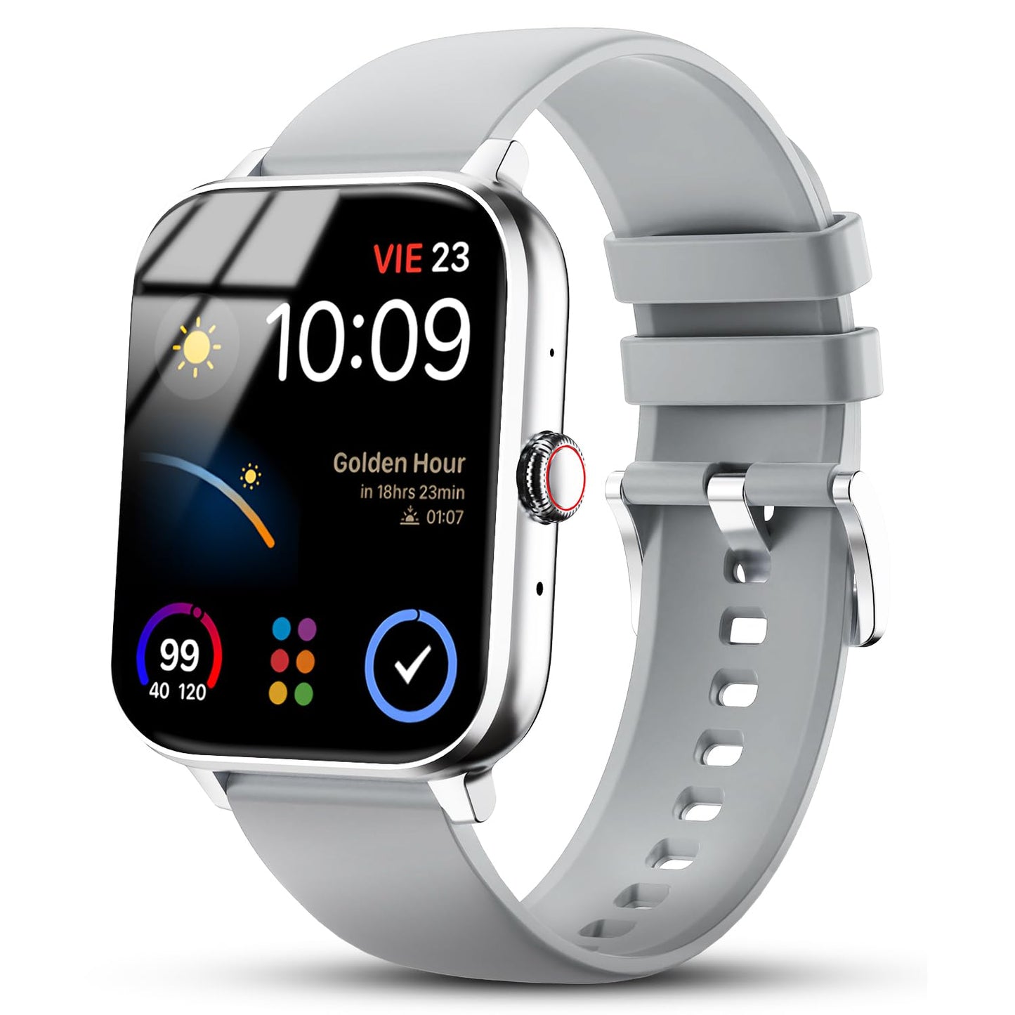 Nervfit Newly Launched Vibe Smartwatch with 1.85" LED Display | Bluetooth Calling | Waterproof | Heart Rate & SpO2 Tracking | Sleep & Stress Monitor | 5-Day Battery | Sports Modes (Cloud Grey)