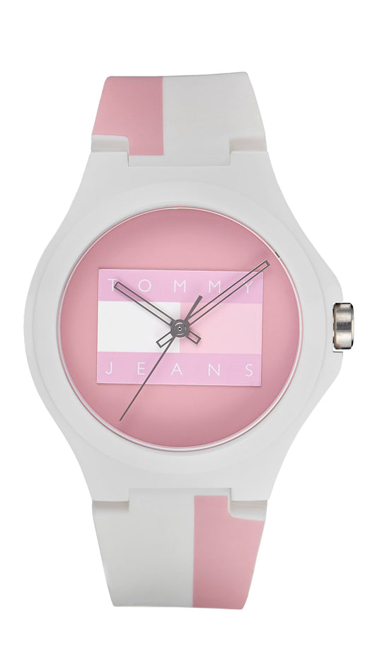 Tommy Hilfiger Berlin Quartz Pink Dial White Silicone Strap Analog Watch for Unisex