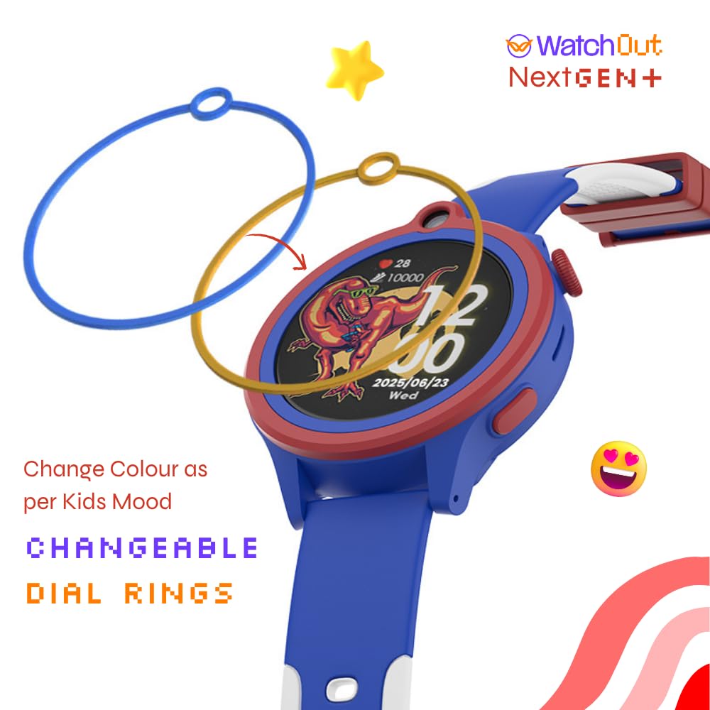 WatchOut Next-Gen+ Kids Smartwatch Phone with GPS, Fever Alert, Heart Rate, Video Call, SOS, Safe Zone, Class Lock, AirTag, Free SIM Card, Best Gift, Boys, Girls, Age 3-13, Shark Tank (Captain Blue)