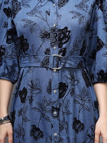 Kazo Amalfi Midi Dress with Belt (Blue_XS)