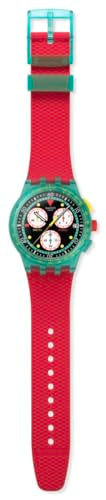 Swatch Chrono 42 Unisex Casual Polymer Quartz Waterproof Watch Swatch NEON Emerald Chrono