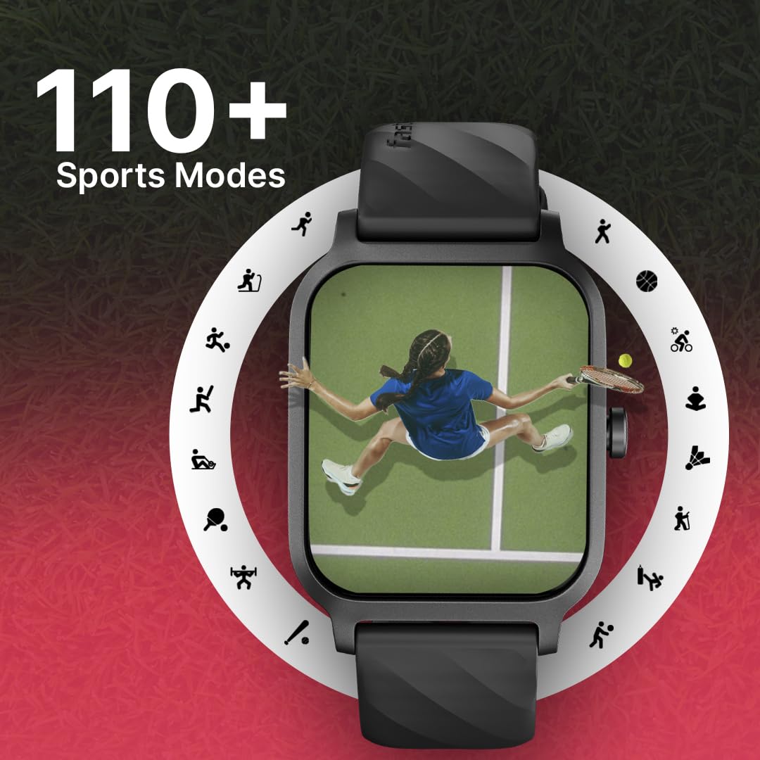 Fastrack FS1 Smart Watch, 1.83'' UltraVU Display, Working Crown,SingleSync BT Calling, Fast Charge, 110+ Sports Mode, 200+ WatchFaces, IP68 Smartwatch, All-Round Health Tracking, Upto 5 Days Battery