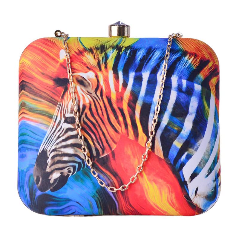 Artklim Colorful Zebra Printed Clutch