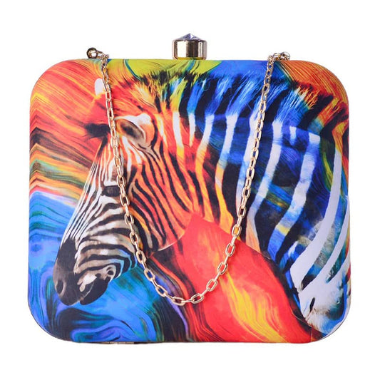 Artklim Colorful Zebra Printed Clutch