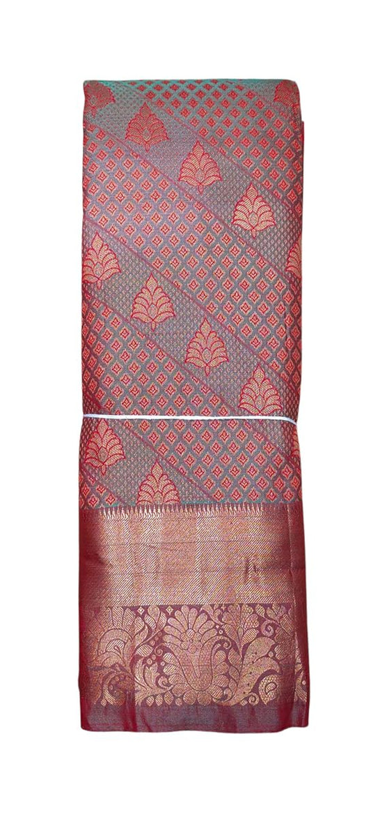 SREE KUMARAN Women's Kanchipuram Silk Pure Pattu Sarees With Blouse (VSK138-2) (VSK233-1)