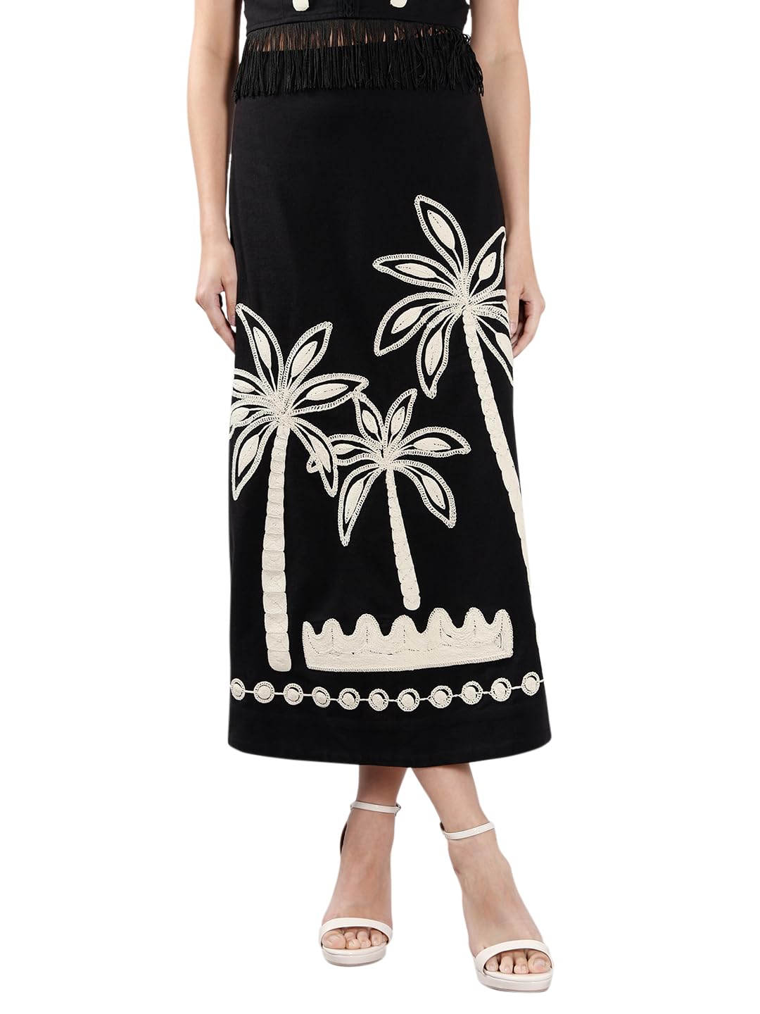 VERO MODA Women's High Rise Black A-Line Skirt